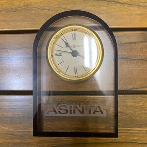 Howard Miller Desk Mantle Arch Clock Asinta Etched 4.5” Roman Numerals